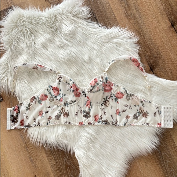 NWOT Floral Print Mesh Corset Bra with Underwire - Picture 12 of 13